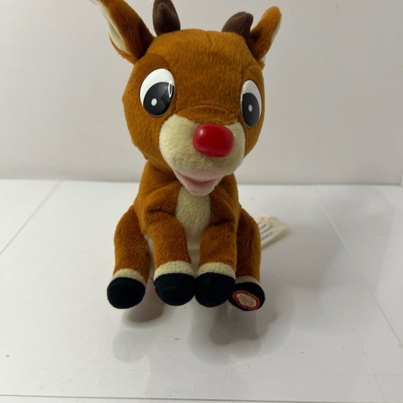Vintage '90s Gemmy Singing Rudolph The Red Nosed Reindeer Light Up Nose 8" Plush - Picture 12 of 14